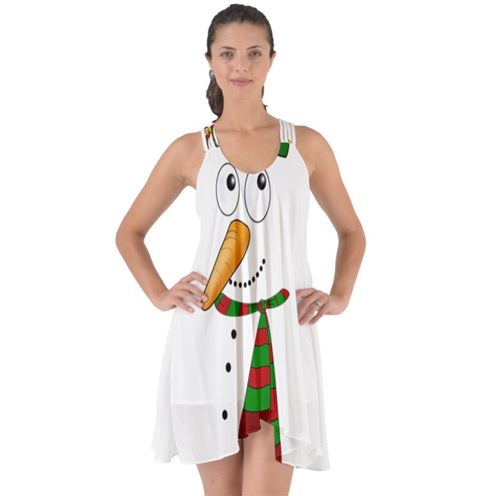 Cute snowman Show Some Back Chiffon Dress