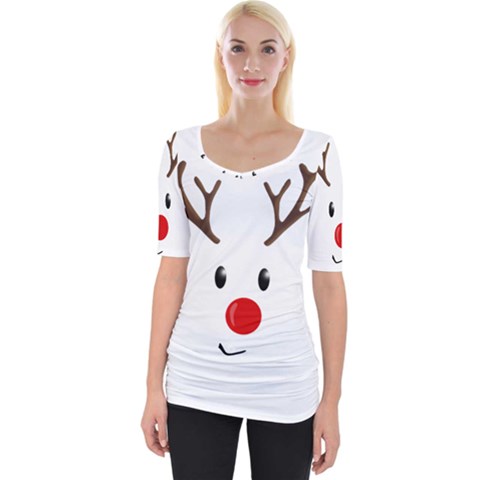 Cute Reindeer  Wide Neckline Tee by Valentinaart