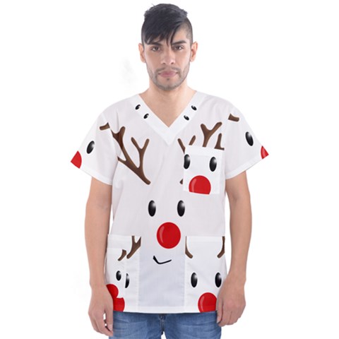 Cute Reindeer  Men s V-neck Scrub Top by Valentinaart