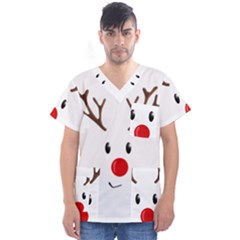 Cute Reindeer  Men s V-neck Scrub Top