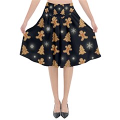 Ginger cookies Christmas pattern Flared Midi Skirt