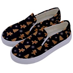 Ginger cookies Christmas pattern Kids  Canvas Slip Ons