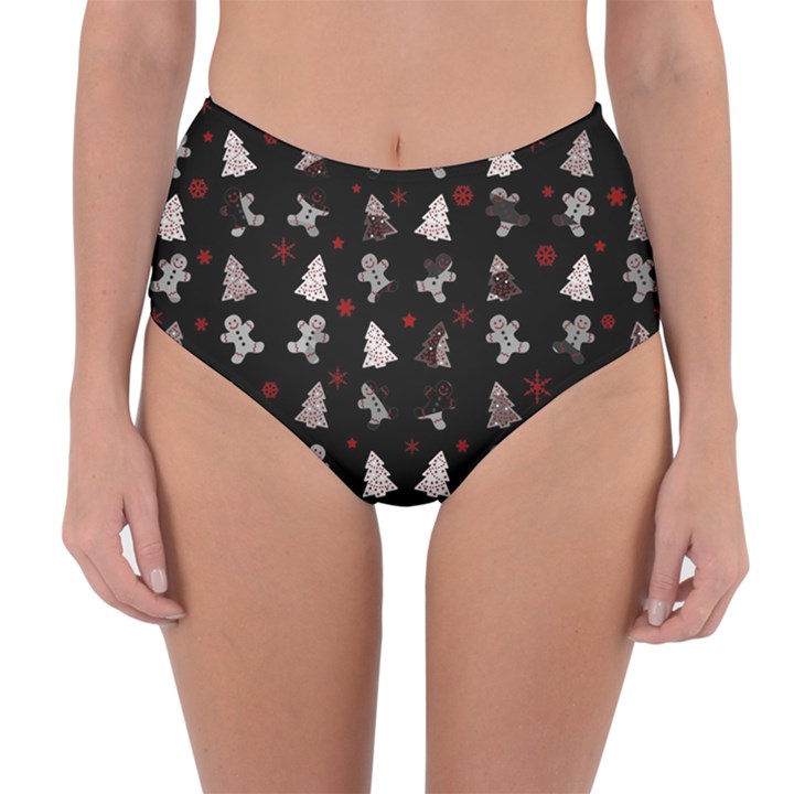 Ginger cookies Christmas pattern Reversible High-Waist Bikini Bottoms