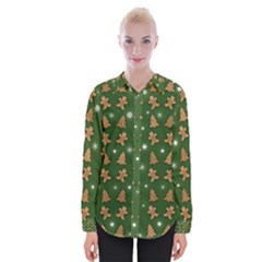 Ginger Cookies Christmas Pattern Womens Long Sleeve Shirt