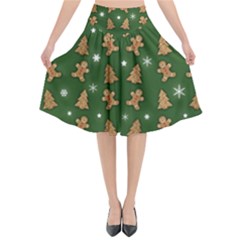 Ginger Cookies Christmas Pattern Flared Midi Skirt by Valentinaart