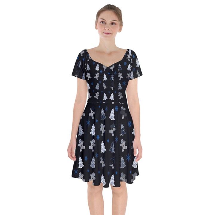 Ginger cookies Christmas pattern Short Sleeve Bardot Dress