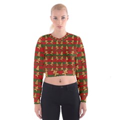 Ginger Cookies Christmas Pattern Cropped Sweatshirt by Valentinaart