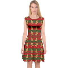 Ginger Cookies Christmas Pattern Capsleeve Midi Dress by Valentinaart