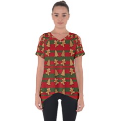 Ginger Cookies Christmas Pattern Cut Out Side Drop Tee