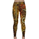 Noble Steampunk Design, Clocks And Gears With Floral Elements Classic Yoga Leggings View1