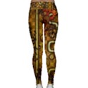 Noble Steampunk Design, Clocks And Gears With Floral Elements Classic Yoga Leggings View2