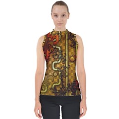 Noble Steampunk Design, Clocks And Gears With Floral Elements Shell Top