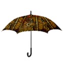 Noble Steampunk Design, Clocks And Gears With Floral Elements Hook Handle Umbrellas (Medium) View3