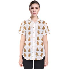 Ginger Cookies Christmas Pattern Women s Short Sleeve Shirt