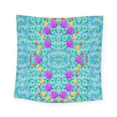 Season For Roses And Polka Dots Square Tapestry (small) by pepitasart