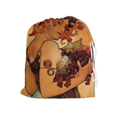 Alfons Mucha   Fruit Drawstring Pouches (extra Large) by NouveauDesign