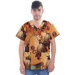 Alfons Mucha   Fruit Men s V-neck Scrub Top