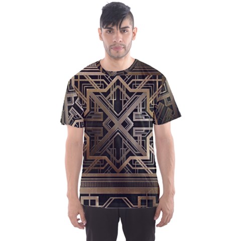 Gold Metallic And Black Art Deco Men s Sports Mesh Tee by NouveauDesign