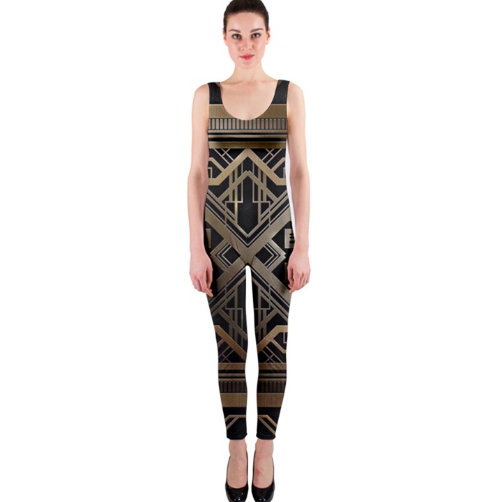 Gold metallic and black art deco OnePiece Catsuit