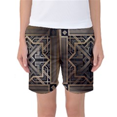 Gold Metallic And Black Art Deco Women s Basketball Shorts by NouveauDesign