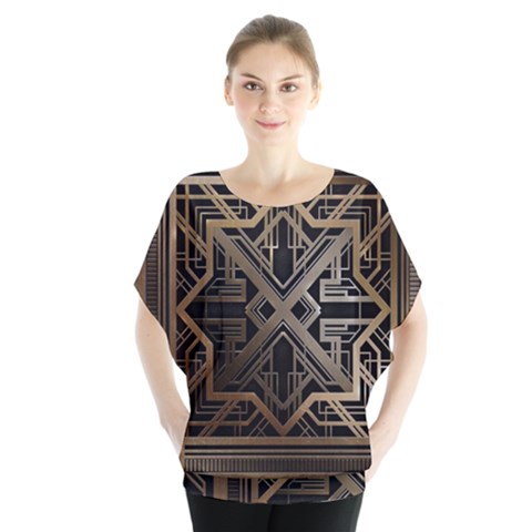 Gold Metallic And Black Art Deco Blouse by NouveauDesign