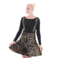 Gold Metallic And Black Art Deco Suspender Skater Skirt by NouveauDesign