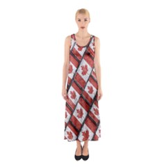 Canadian Flag Motif Pattern Sleeveless Maxi Dress by dflcprints