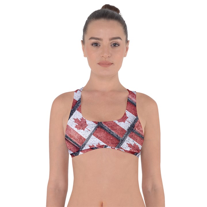 Canadian Flag Motif Pattern Got No Strings Sports Bra