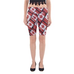 Canadian Flag Motif Pattern Yoga Cropped Leggings by dflcprints