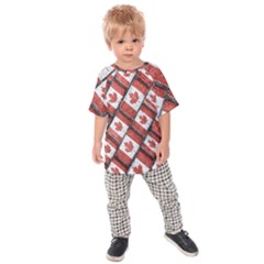 Canadian Flag Motif Pattern Kids Raglan Tee