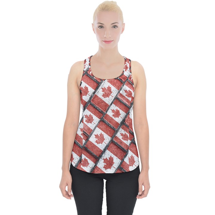 Canadian Flag Motif Pattern Piece Up Tank Top