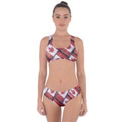 Canadian Flag Motif Pattern Criss Cross Bikini Set by dflcprints