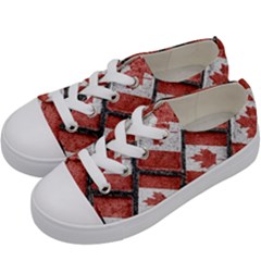 Canadian Flag Motif Pattern Kids  Low Top Canvas Sneakers by dflcprints