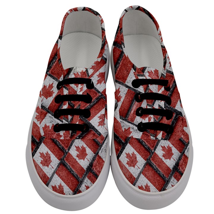 Canadian Flag Motif Pattern Men s Classic Low Top Sneakers