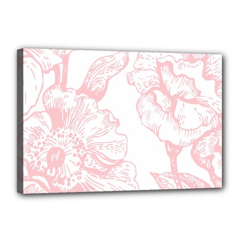 Vintage Pink Floral Canvas 18  X 12  by NouveauDesign