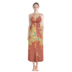 Fractals Button Up Chiffon Maxi Dress by NouveauDesign