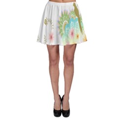 Wreaths Sexy Flower Star Leaf Rose Sunflower Bird Summer Skater Skirt by Mariart