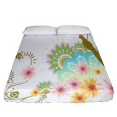 Wreaths Sexy Flower Star Leaf Rose Sunflower Bird Summer Fitted Sheet (queen Size) by Mariart