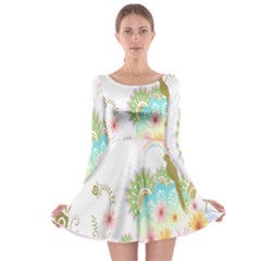 Wreaths Sexy Flower Star Leaf Rose Sunflower Bird Summer Long Sleeve Skater Dress by Mariart