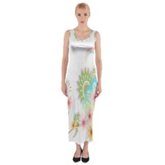 Wreaths Sexy Flower Star Leaf Rose Sunflower Bird Summer Fitted Maxi Dress by Mariart