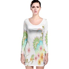 Wreaths Sexy Flower Star Leaf Rose Sunflower Bird Summer Long Sleeve Velvet Bodycon Dress by Mariart