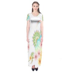 Wreaths Sexy Flower Star Leaf Rose Sunflower Bird Summer Short Sleeve Maxi Dress by Mariart