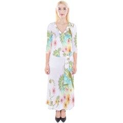 Wreaths Sexy Flower Star Leaf Rose Sunflower Bird Summer Quarter Sleeve Wrap Maxi Dress by Mariart