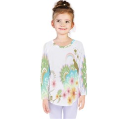 Wreaths Sexy Flower Star Leaf Rose Sunflower Bird Summer Kids  Long Sleeve Tee