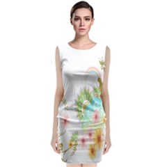 Wreaths Sexy Flower Star Leaf Rose Sunflower Bird Summer Sleeveless Velvet Midi Dress