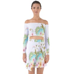 Wreaths Sexy Flower Star Leaf Rose Sunflower Bird Summer Off Shoulder Top With Skirt Set by Mariart