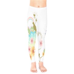 Wreaths Sexy Flower Star Leaf Rose Sunflower Bird Summer Kids  Legging by Mariart