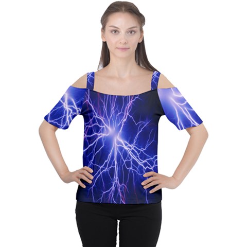 Blue Sky Light Space Cutout Shoulder Tee by Mariart