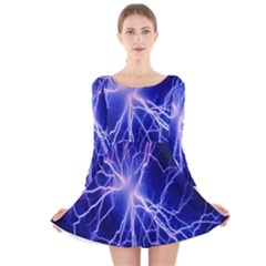 Blue Sky Light Space Long Sleeve Velvet Skater Dress