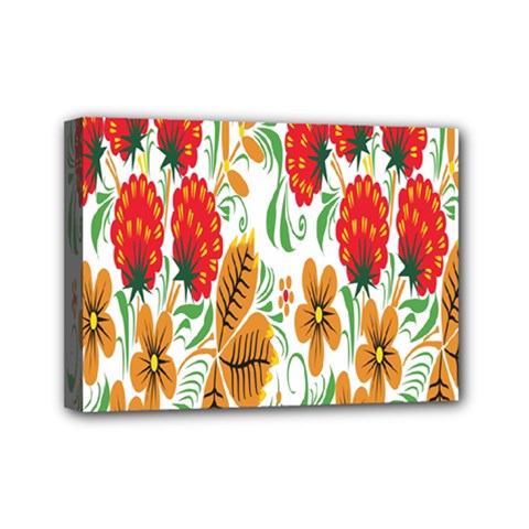 Flower Floral Red Yellow Leaf Green Sexy Summer Mini Canvas 7  X 5 